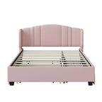 Lit plateforme rembourré FAMYYT Queen Size avec un lit gigogne double et 2 tiroirs, assemblage facile