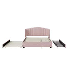 Lit plateforme rembourré FAMYYT Queen Size avec un lit gigogne double et 2 tiroirs, assemblage facile