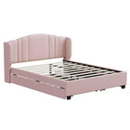 Lit plateforme rembourré FAMYYT Queen Size avec un lit gigogne double et 2 tiroirs, assemblage facile