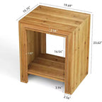 Table d'appoint en bois massif Lantine, Table de chevet de ferme à 2 niveaux avec étagères de rangement pour petits espaces, Salon, Marron