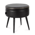 GustoWave Round Storage Ottoman Stool, Hidden Storage, Synthetic Leather Seat, 330-Lb Capacity