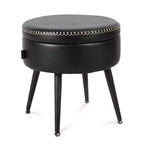 GustoWave Round Storage Ottoman Stool, Hidden Storage, Synthetic Leather Seat, 330-Lb Capacity