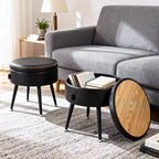 Pouf de rangement rond GustoWave, rangement dissimulé, siège en cuir synthétique, capacité de 150 kg