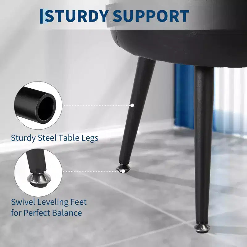 Pouf de rangement rond GustoWave, rangement dissimulé, siège en cuir synthétique, capacité de 150 kg
