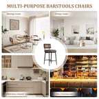 Lot de 2 tabourets de bar hauteur comptoir - Similicuir vert rustique 26" - Dossier ergonomique - Capacité de 180 kg - Idéal pour îlot de cuisine