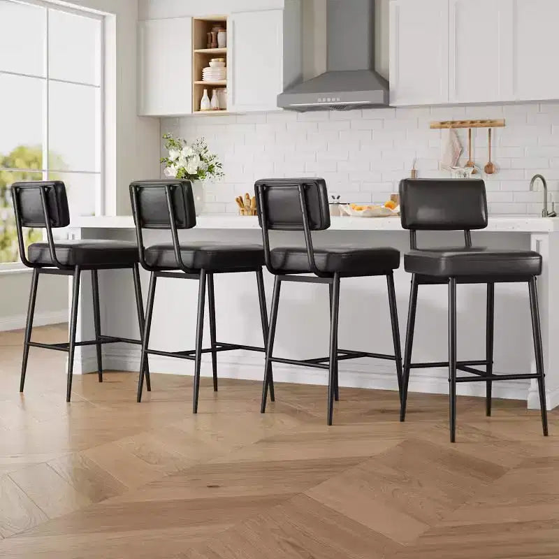Lot de 2 tabourets de bar hauteur comptoir - Similicuir vert rustique 26" - Dossier ergonomique - Capacité de 180 kg - Idéal pour îlot de cuisine