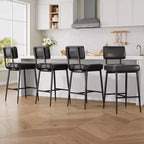 Lot de 2 tabourets de bar hauteur comptoir - Similicuir vert rustique 26" - Dossier ergonomique - Capacité de 180 kg - Idéal pour îlot de cuisine