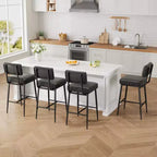 Lot de 2 tabourets de bar hauteur comptoir - Similicuir vert rustique 26" - Dossier ergonomique - Capacité de 180 kg - Idéal pour îlot de cuisine