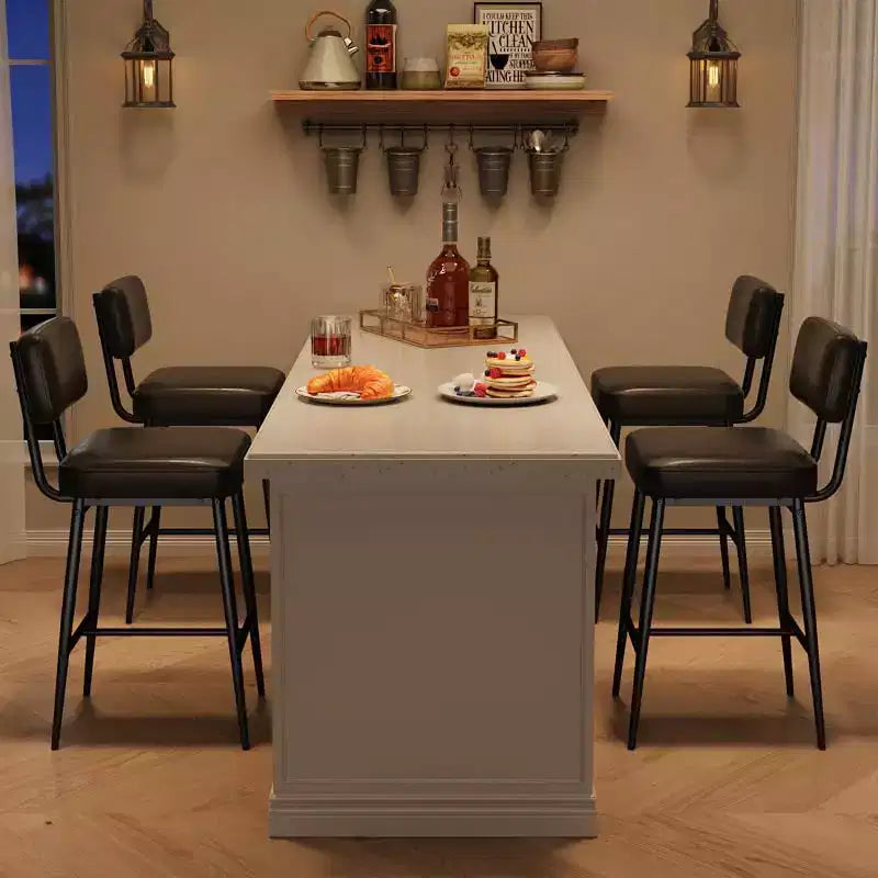 Lot de 2 tabourets de bar hauteur comptoir - Similicuir vert rustique 26" - Dossier ergonomique - Capacité de 180 kg - Idéal pour îlot de cuisine