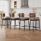 Lot de 2 tabourets de bar hauteur comptoir - Similicuir vert rustique 26" - Dossier ergonomique - Capacité de 180 kg - Idéal pour îlot de cuisine