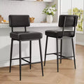 Set of 2 Counter Height Bar Stools - 26 Rustic Green Faux Leather - Ergonomic Backrest - Heavy Duty 400lb Capacity - Ideal for Kitchen Island