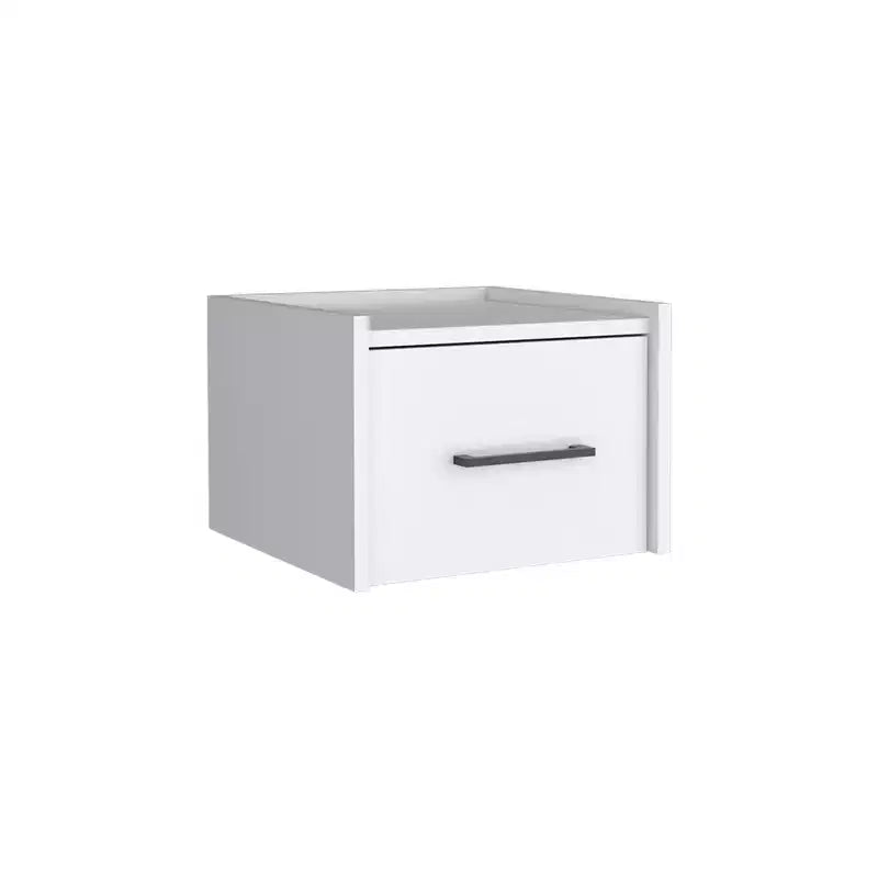 HomeRoots 10 White Wood One Drawer Floating Nightstand