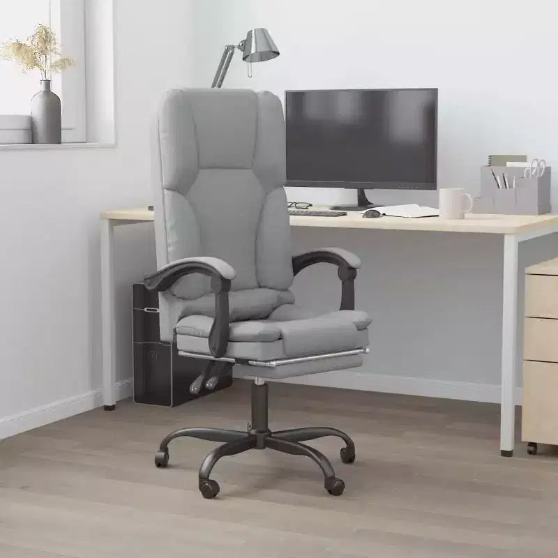 vidaXL Chaise de bureau massante gris clair Polyester (tissu), Métal, Contreplaqué