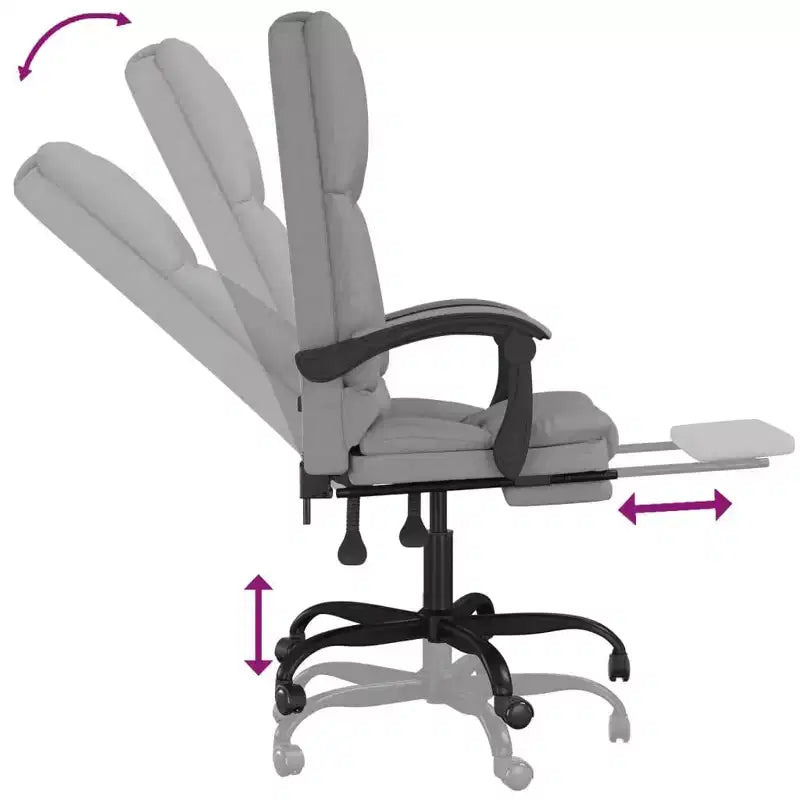 vidaXL Chaise de bureau massante gris clair Polyester (tissu), Métal, Contreplaqué