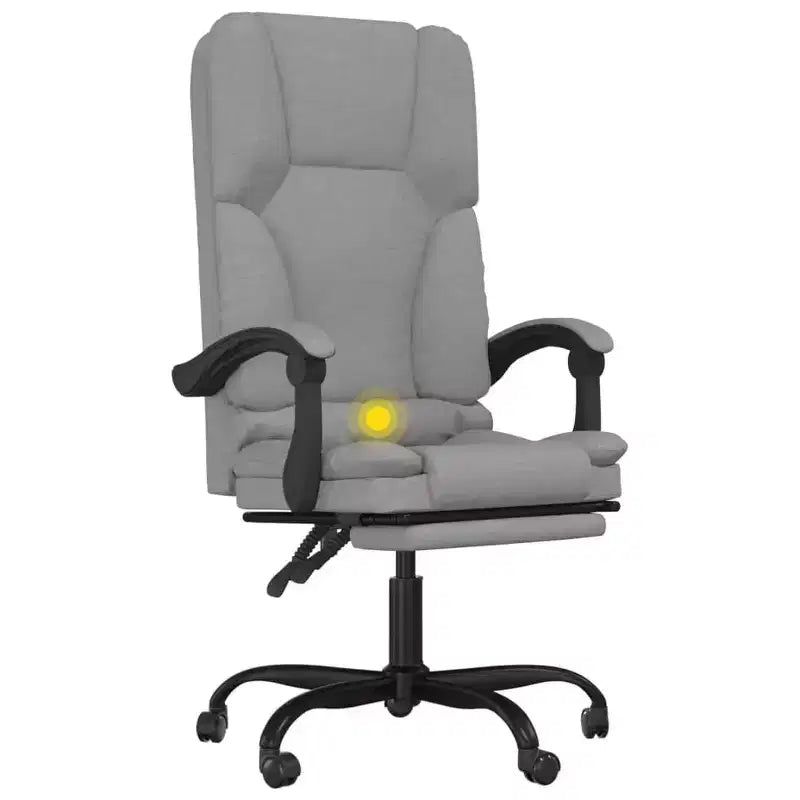 vidaXL Chaise de bureau massante gris clair Polyester (tissu), Métal, Contreplaqué