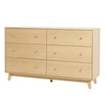 VEVOR 6 Drawer Dresser, Wooden Chest of Drawers with Sliding with Anti-tip Device, Modern Minimalist Dresser Chest,Closet Storage Organizer,Light Wood
