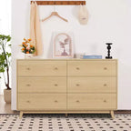 Commode à 6 tiroirs VEVOR, commode en bois avec dispositif anti-basculement, commode moderne et minimaliste, organisateur de rangement de placard, bois clair