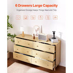 Commode à 6 tiroirs VEVOR, commode en bois avec dispositif anti-basculement, commode moderne et minimaliste, organisateur de rangement de placard, bois clair