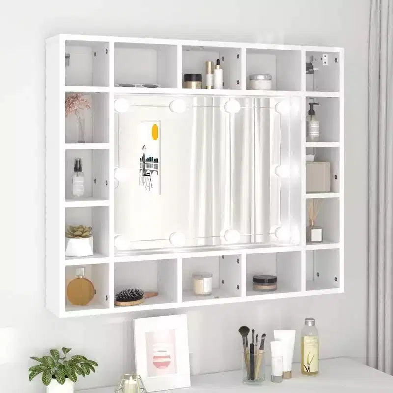vidaXL Armoire de toilette Blanche Bois d'ingénierie Montage mural Armoire de toilette
