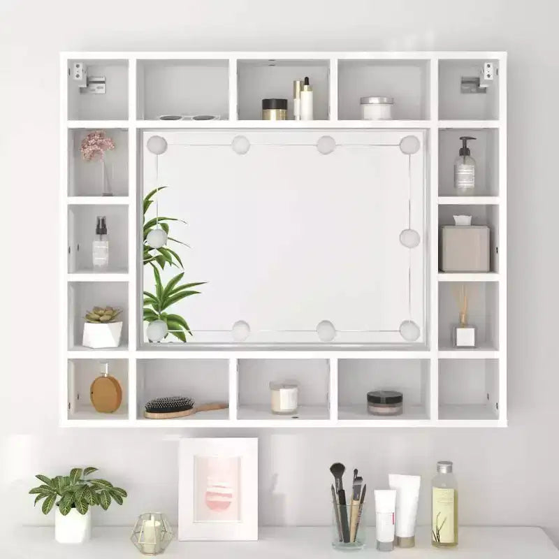 vidaXL Armoire de toilette Blanche Bois d'ingénierie Montage mural Armoire de toilette