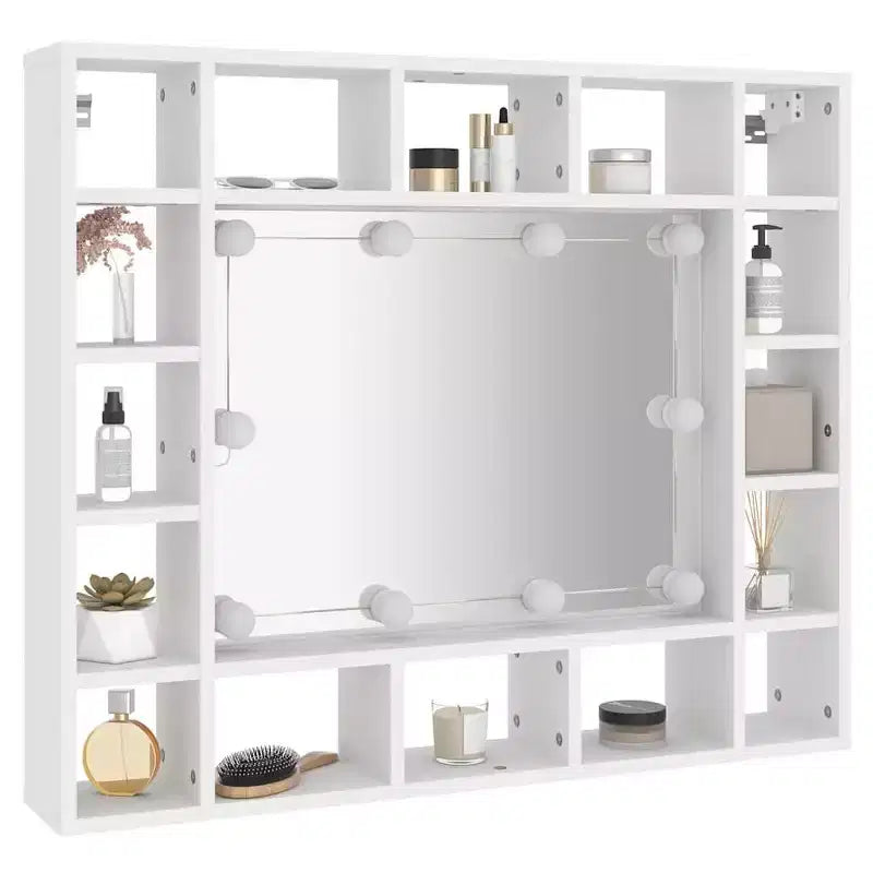 vidaXL Armoire de toilette Blanche Bois d'ingénierie Montage mural Armoire de toilette