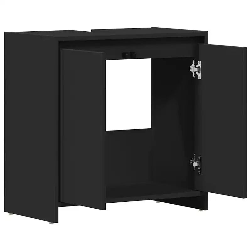 vidaXL Meuble bas de salle de bain noir, bois d'ingénierie 60 x 33 x 61 cm