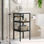 vidaXL Meuble sous-lavabo noir en fer M