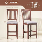 Lot de 2 tabourets de bar hauteur comptoir - Chaises de salle à manger de cuisine à dossier haut