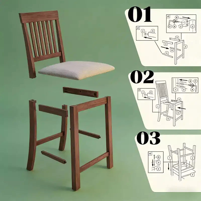 Lot de 2 tabourets de bar hauteur comptoir - Chaises de salle à manger de cuisine à dossier haut