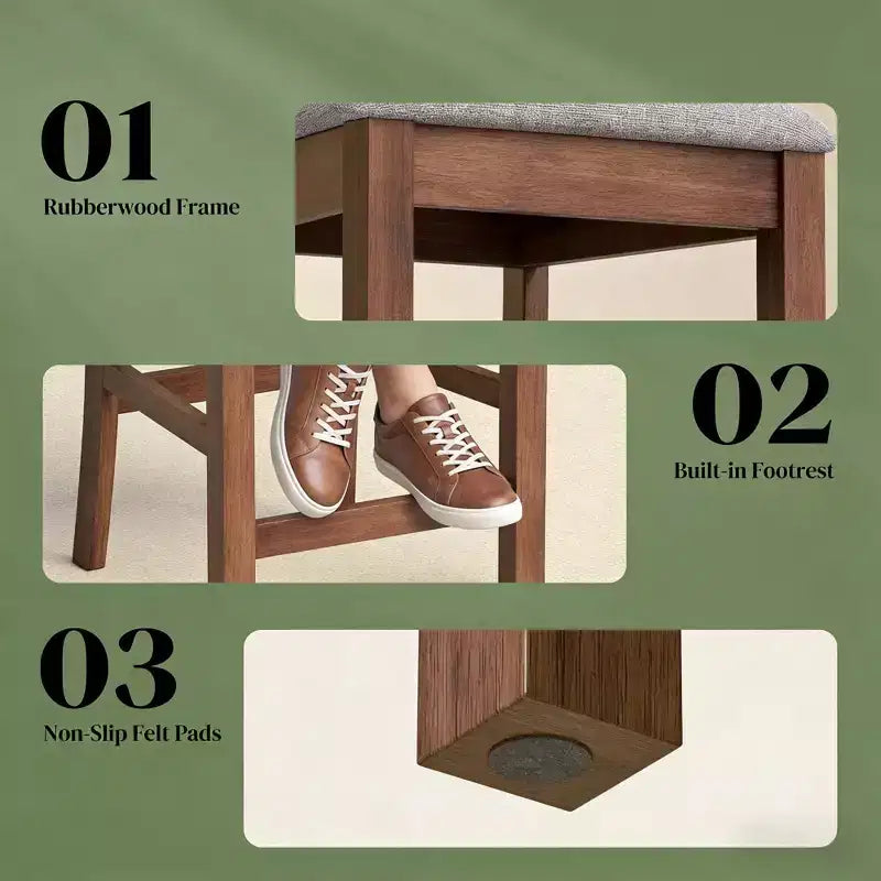 Lot de 2 tabourets de bar hauteur comptoir - Chaises de salle à manger de cuisine à dossier haut