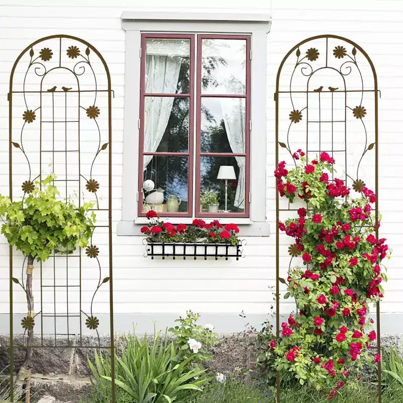 MAYEERTY Lot de 2 treillis de jardin en métal noir antirouille de 71 x 19,7 pour plantes grimpantes