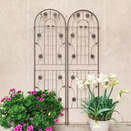 MAYEERTY Lot de 2 treillis de jardin en métal noir antirouille de 71 x 19,7 pour plantes grimpantes
