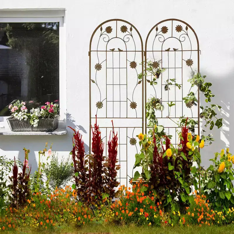 MAYEERTY Lot de 2 treillis de jardin en métal noir antirouille de 71 x 19,7 pour plantes grimpantes