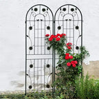 MAYEERTY Lot de 2 treillis de jardin en métal noir antirouille de 71 x 19,7 pour plantes grimpantes