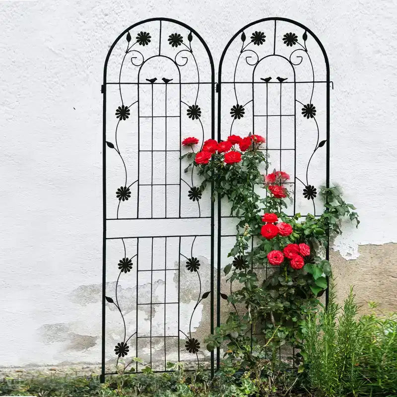 MAYEERTY Lot de 2 treillis de jardin en métal noir antirouille de 71 x 19,7 pour plantes grimpantes
