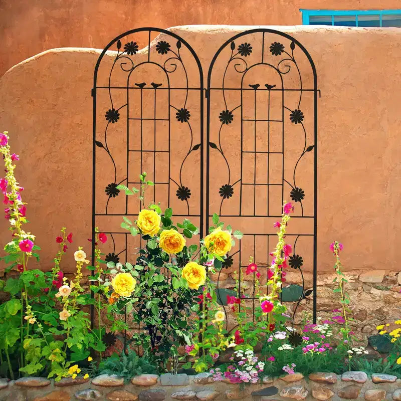 MAYEERTY Lot de 2 treillis de jardin en métal noir antirouille de 71 x 19,7 pour plantes grimpantes