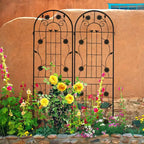 MAYEERTY Lot de 2 treillis de jardin en métal noir antirouille de 71 x 19,7 pour plantes grimpantes