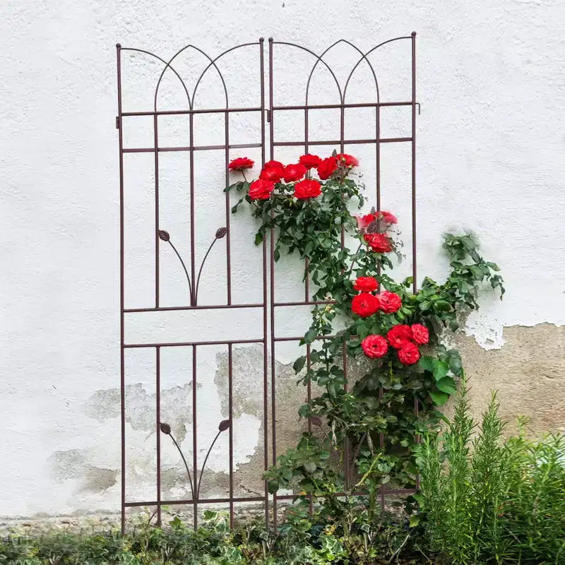 MAYEERTY Lot de 2 treillis de jardin en métal marron antirouille de 180 x 45 cm pour plantes grimpantes
