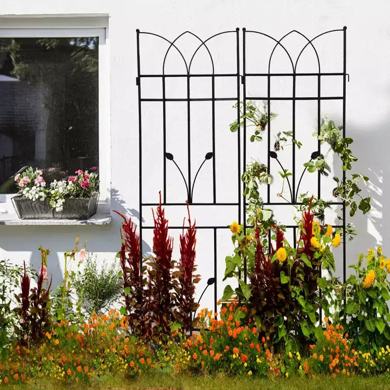 MAYEERTY Lot de 2 treillis de jardin en métal marron antirouille de 180 x 45 cm pour plantes grimpantes