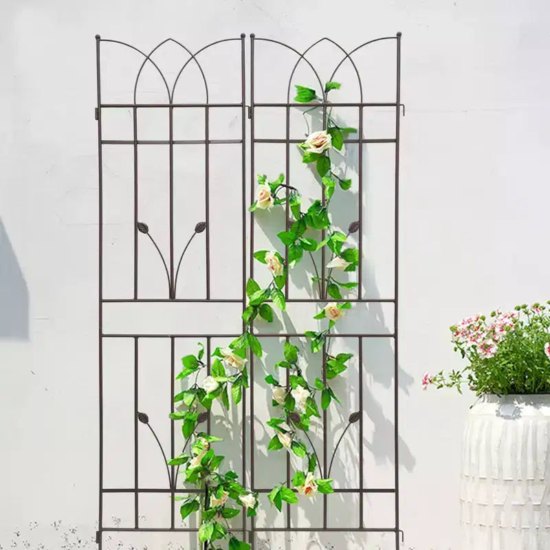 MAYEERTY Lot de 2 treillis de jardin en métal marron antirouille de 180 x 45 cm pour plantes grimpantes