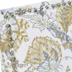 Fauteuil de ferme rembourré à motif floral avec garniture cloutée, fauteuil d'appoint à pieds en bois massif pour salon, chambre ou entrée - Panipeachy