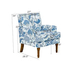 Fauteuil de ferme rembourré à motif floral avec garniture cloutée, fauteuil d'appoint à pieds en bois massif pour salon, chambre ou entrée - Panipeachy