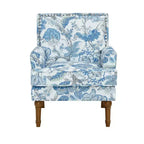 Fauteuil de ferme rembourré à motif floral avec garniture cloutée, fauteuil d'appoint à pieds en bois massif pour salon, chambre ou entrée - Panipeachy
