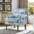 Farmhouse Upholstered Floral Chair with Nailhead Trim, Solid Wood Leg Accent Armchair for Living Room, Bedroom or Entryway-Panipeachy