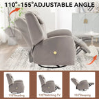 Fauteuil inclinable électrique pivotant et à bascule avec coussin de soutien lombaire et cervical, pivotement maximal de 270 degrés, ports USB et Type-C