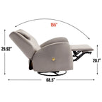Fauteuil inclinable électrique pivotant et à bascule avec coussin de soutien lombaire et cervical, pivotement maximal de 270 degrés, ports USB et Type-C