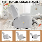 Fauteuil inclinable électrique pivotant et à bascule avec coussin de soutien lombaire et cervical, pivotement maximal de 270 degrés, ports USB et Type-C
