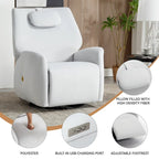 Fauteuil inclinable électrique pivotant et à bascule avec coussin de soutien lombaire et cervical, pivotement maximal de 270 degrés, ports USB et Type-C