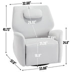 Fauteuil inclinable électrique pivotant et à bascule avec coussin de soutien lombaire et cervical, pivotement maximal de 270 degrés, ports USB et Type-C