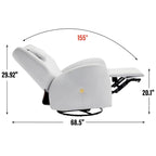 Fauteuil inclinable électrique pivotant et à bascule avec coussin de soutien lombaire et cervical, pivotement maximal de 270 degrés, ports USB et Type-C